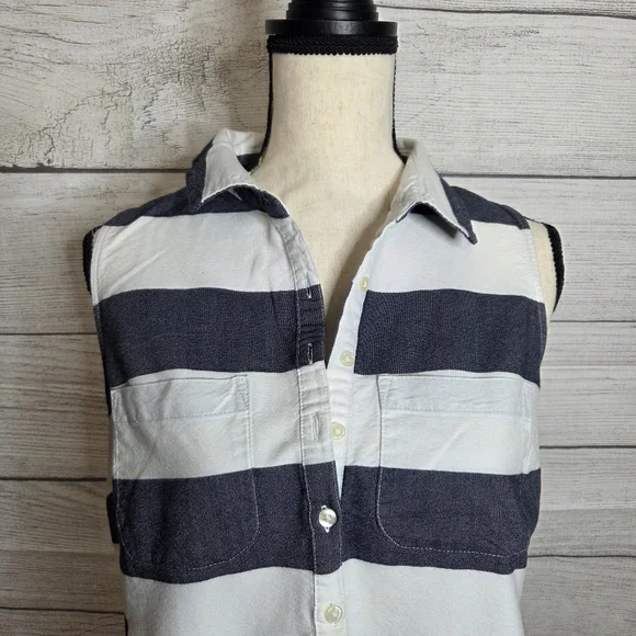 Old Navy Blue and White Sleeveless Striped Dress, Size M - Picture 2 of 4